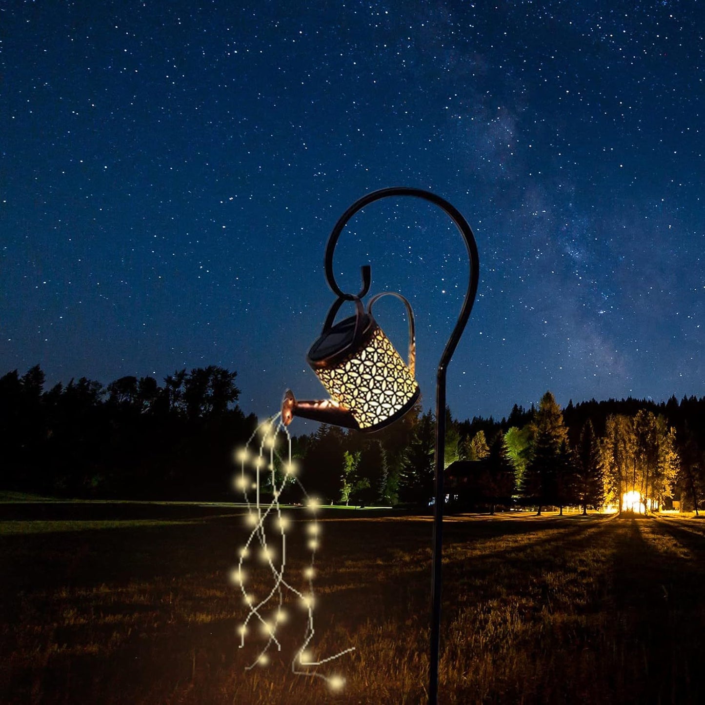 2-Pack LED Watering Can Solar String Lights Outdoor Solar Decorative Lights